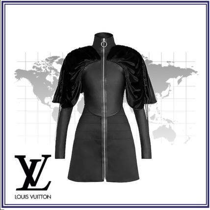 Louis Vuitton 2020 Cruise Wool Silk Long Sleeves Cotton Medium Elegant Style Dresses 