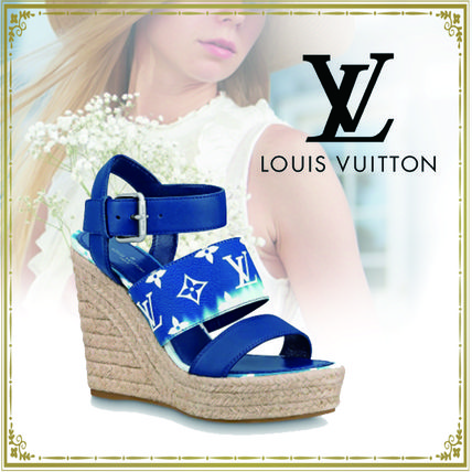 Louis Vuitton 2020 SS Monogram Open Toe Lace up Casual Style Street Style Leather 