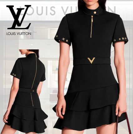 Louis Vuitton Short Sleeved Asymmetric Dress With Frills