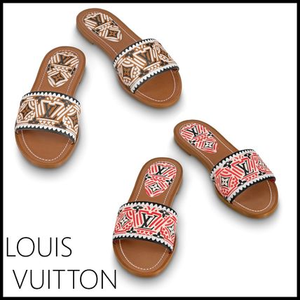 Louis Vuitton LOCKIT 2020 21AW Monogram Open Toe Round Toe Casual Style Leather Block Heels 1A85AU 1A85BO 