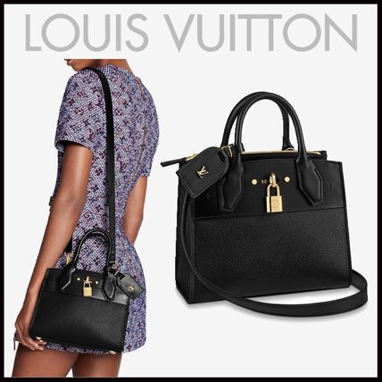 Louis Vuitton CITY STEAMER Casual Style Calfskin 2WAY Plain Leather Party Style 
