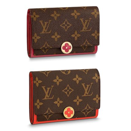 Louis Vuitton Monogram Leather Folding Wallet Logo Folding Wallets 