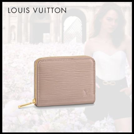 Louis Vuitton Plain Leather Chain Wallet Logo Coin Cases 