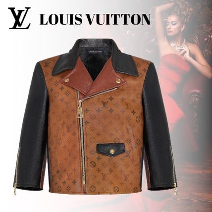 Louis Vuitton MONOGRAM 2020 21AW Tattoo Monogram Cropped Leather Biker Jacket 1A82K0 