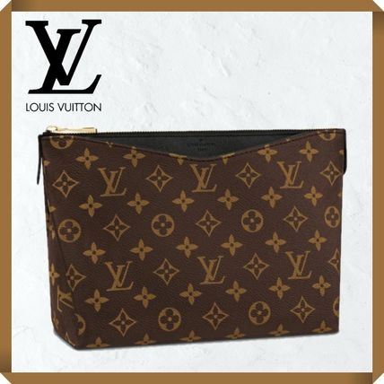 Louis Vuitton PALLAS Monogram Leather Logo Pouches  Cosmetic Bags M64124 