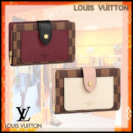 Louis Vuitton DAMIER 2020 21AW Monogram Canvas Leather Folding Wallet Logo Folding Wallets N60381 