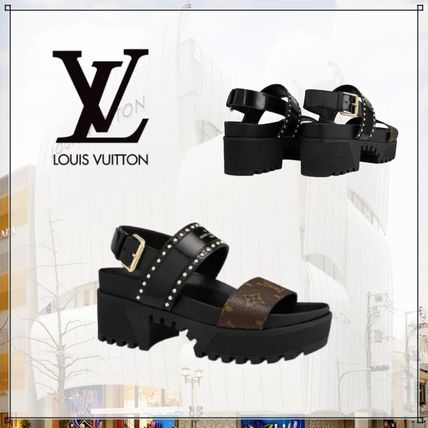 Louis Vuitton Leather Pin Heels Logo Heeled Sandals 1A6656 