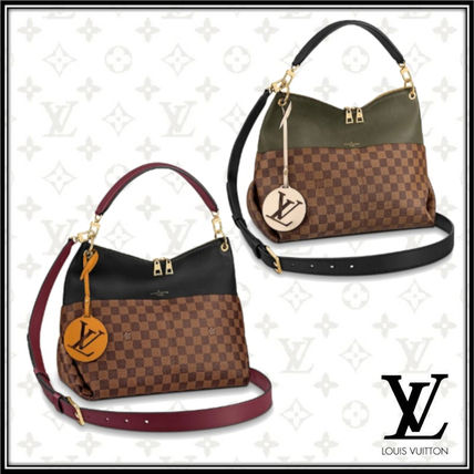 Louis Vuitton DAMIER 2020 21AW Canvas Leather Logo Totes N40366 N40369 
