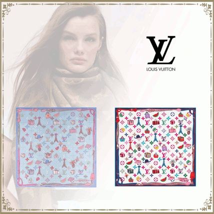 Louis Vuitton 2020 SS Monogram Silk Knit  Fur Scarves 