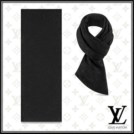Louis Vuitton 2020 21AW Silk Logo Knit  Fur Scarves M76391 