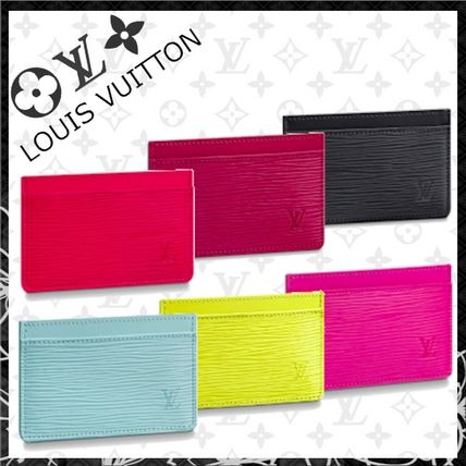 Louis Vuitton EPI 2020 21AW Calfskin Plain Leather Logo Card Holders
