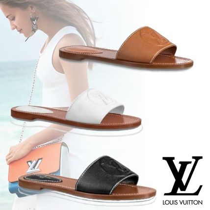 Louis Vuitton LOCKIT 2020 21AW Open Toe Casual Style Plain Leather Mules Logo Sandals 1A8759  1A873L  1A874F 