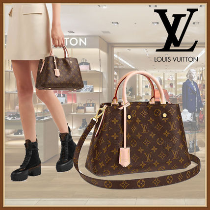 Louis Vuitton Monogram Canvas 2WAY Leather Office Style Handbags M41055 