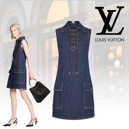Louis Vuitton 2020 21AW Short Casual Style Denim Sleeveless Plain Cotton Medium Lace 