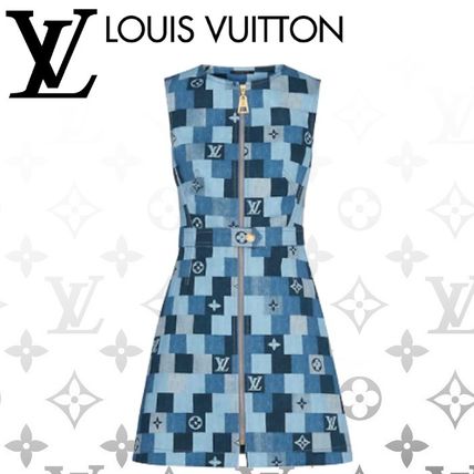 Louis Vuitton 2020 SS Denim Monogram Check Dress 1A62F0 