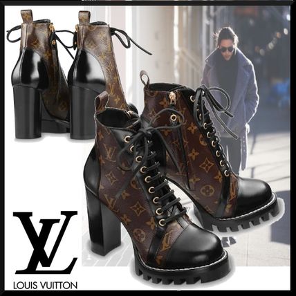 Louis Vuitton 2019 20AW Monogram Platform Lace up Leather Elegant Style 