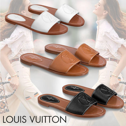 Louis Vuitton LOCKIT 2020 21AW Open Toe Casual Style Leather Elegant Style Mules Logo 