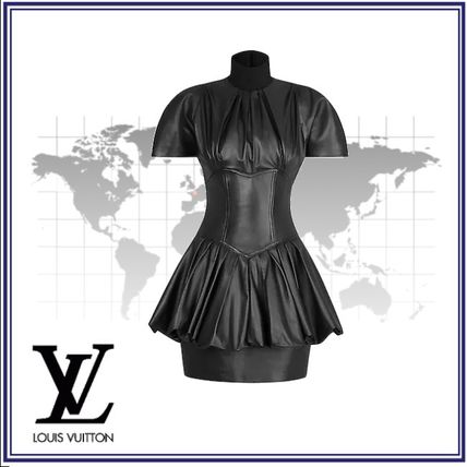 Louis Vuitton 2020 Cruise Short Plain Leather Short Sleeves Dresses 