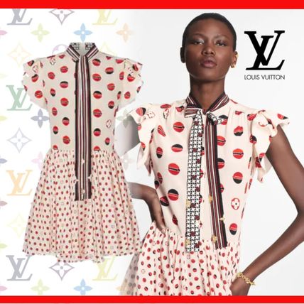 Louis Vuitton MONOGRAM 2020 21AW Monogram Mini Dress In Silk Crepe De Chine 1A842E 