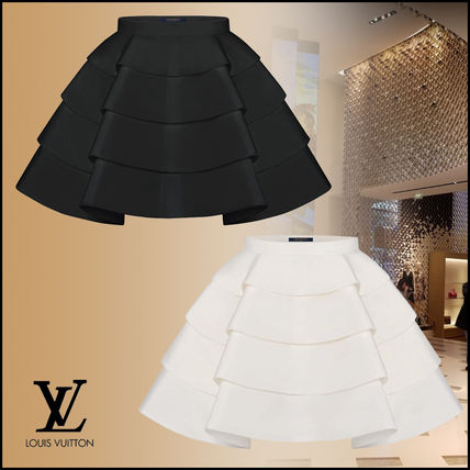Louis Vuitton 2020 SS Short Silk Blended Fabrics Plain Logo Tired Mini Skirts 1A7SM9 1A7SM3 