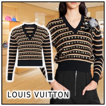 Louis Vuitton V Neck Striped Sweater 1A7T3B 