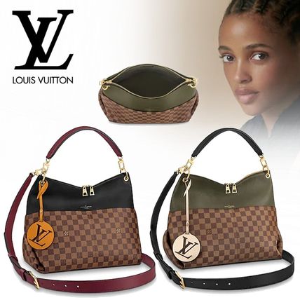 Louis Vuitton DAMIER Calfskin Canvas Leather Elegant Style Crossbody Logo Totes N40369 N40366 