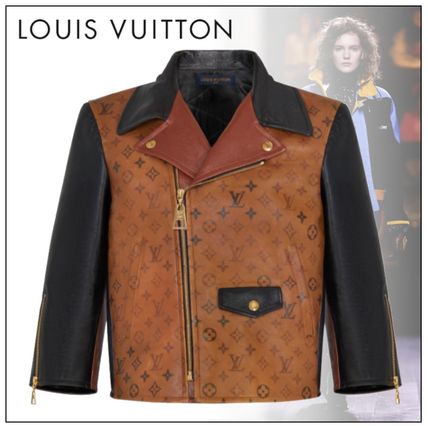 Louis Vuitton 2020 21AW Tattoo Monogram Cropped Leather Biker Jacket 1A82K0 
