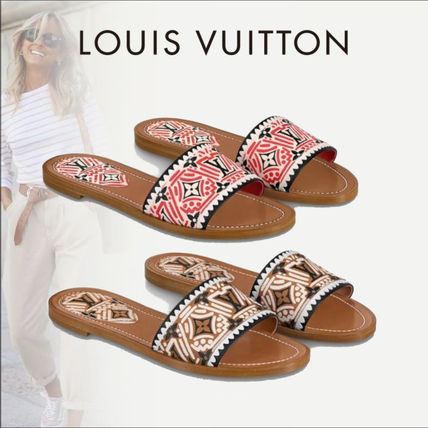 Louis Vuitton LOCKIT 2020 21AW Monogram Open Toe Blended Fabrics Mules Logo Sandals 1A85AU 1A85BO 