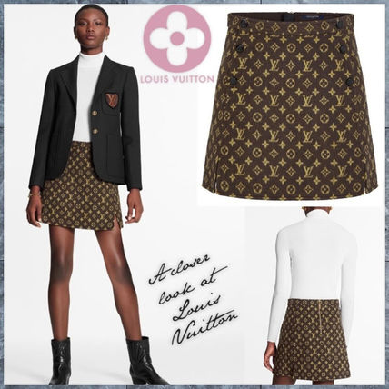Louis Vuitton MONOGRAM 2020 21AW Short Monogram Wool Logo Mini Skirts 1A82H6 