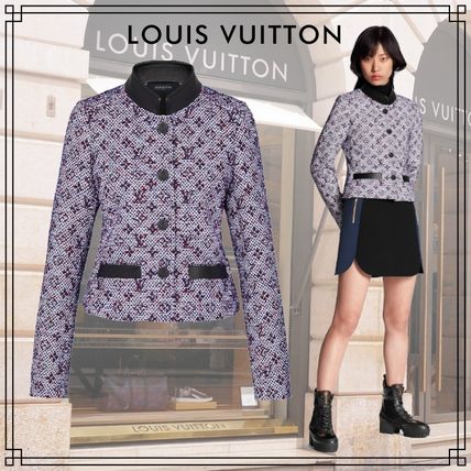 Louis Vuitton 2020 SS Short Monogram Tweed Office Style Elegant Style Jackets 1A684L 