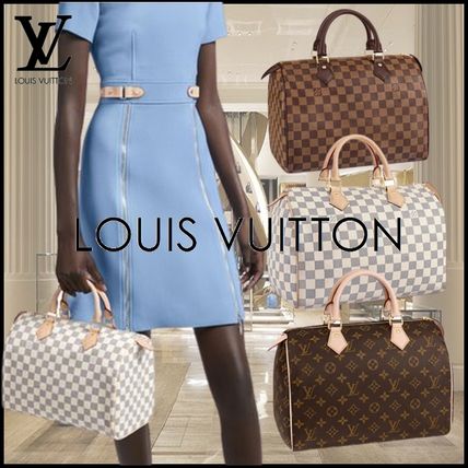 Louis Vuitton SPEEDY Monogram Unisex Leather Logo Boston  Duffles M41108 