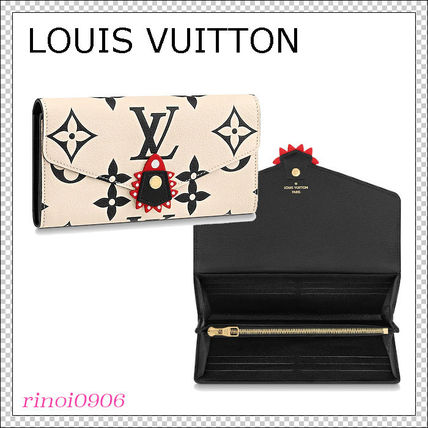 Louis Vuitton SARAH 2020 21AW Monogram Bi color Leather Logo Long Wallets M69514 
