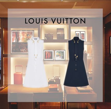 Louis Vuitton Short Sleeveless Flared Plain Cotton Dresses