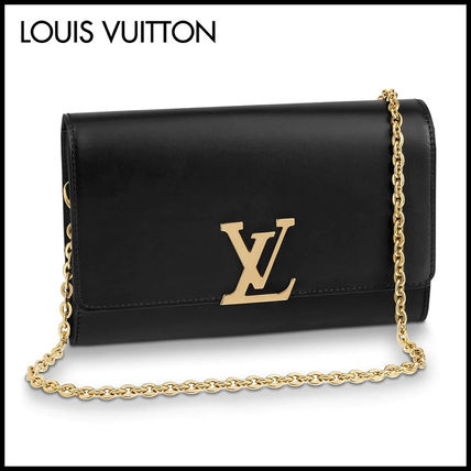 Louis Vuitton 2WAY Chain Plain Leather Party Style Elegant Style Crossbody 