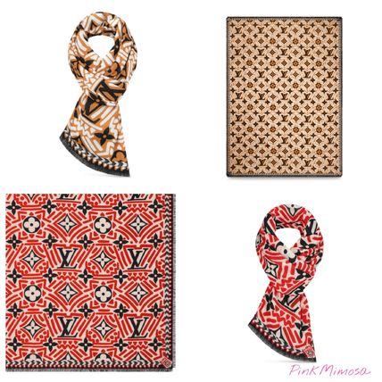 Louis Vuitton MONOGRAM 2020 21AW Knit  Fur Scarves M76485 M76484 
