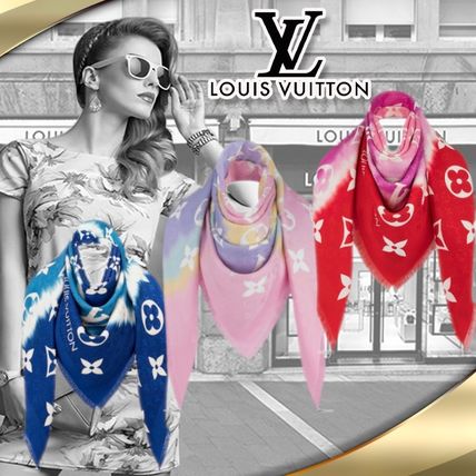 Louis Vuitton 2020 SS Monogram Knit  Fur Scarves M76088 M76087 M76086 