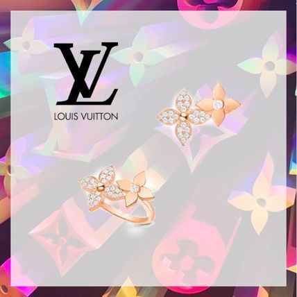 Louis Vuitton Casual Style Flower Party Style 18K Gold With Jewels Q9L25A 