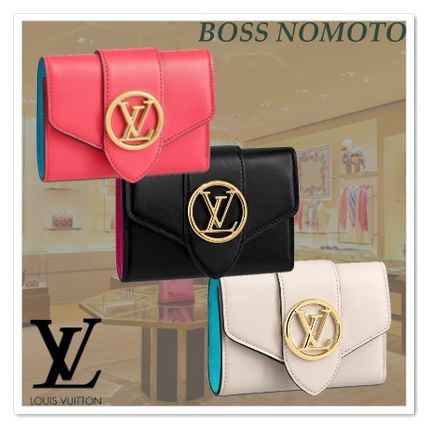 Louis Vuitton Unisex Calfskin Plain Leather Folding Wallet Small Wallet M69176 M69175 M69177 