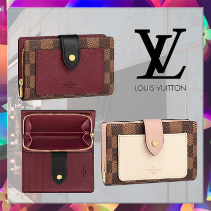 Louis Vuitton MONOGRAM 2020 21AW Calfskin Blended Fabrics Plain Leather Folding Wallet Bridal 