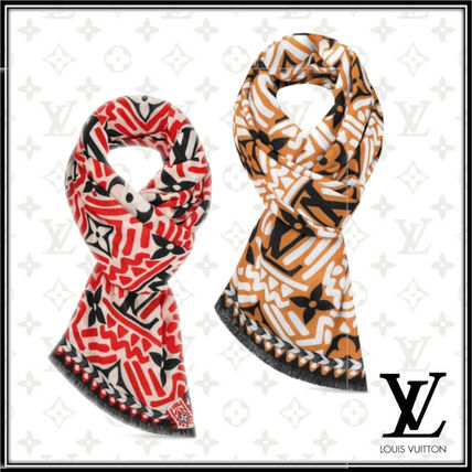Louis Vuitton 2020 21AW Monogram Wool Logo Knit  Fur Scarves M76484 M76485 