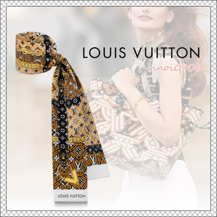 Louis Vuitton MONOGRAM 2020 21AW Monogram Silk Logo Knit  Fur Scarves M76494 