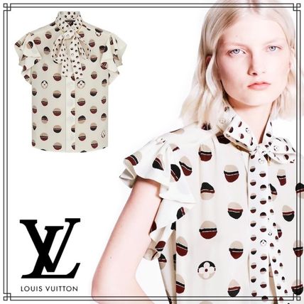 Louis Vuitton Silk Short Sleeves Party Style Office Style Elegant Style 1A842X 