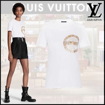 Louis Vuitton Crew Neck Short Street Style Plain Cotton Short Sleeves 1A61GC 