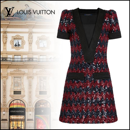 Louis Vuitton 2020 SS A line Blended Fabrics V Neck Bi color Short Sleeves 1A7U9B 