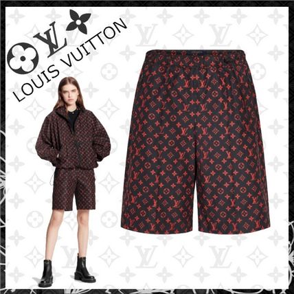 Louis Vuitton MONOGRAM 2020 21AW Red Monogram Bermuda Shorts In Technical Cotton 1A83RE 