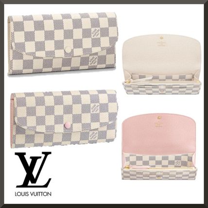 Louis Vuitton DAMIER AZUR 2020 SS Unisex Street Style Leather Logo Long Wallets N41625 N63546 