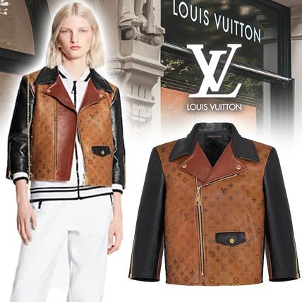 Louis Vuitton MONOGRAM Tattoo Monogram Cropped Leather Biker Jacket 1A82K0 