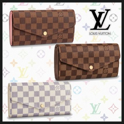 Louis Vuitton Unisex Calfskin Canvas Leather Logo Long Wallets N63208 N63209 N60114 N63208 N63209 N60114 