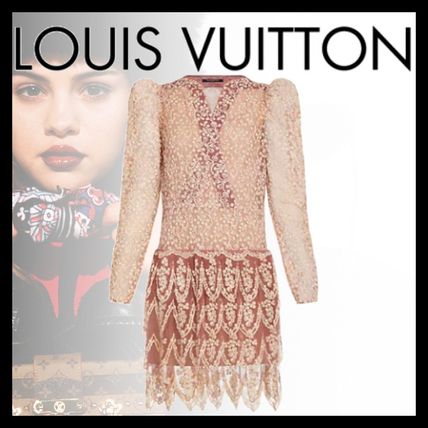 Louis Vuitton 2020 SS Short Flower Patterns Silk V Neck Long Sleeves Cotton 1A7SK0 