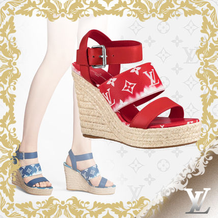 Louis Vuitton 2020 SS Monogram Tropical Patterns Open Toe Platform Casual Style 